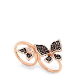 Rings|Effy Jewelry Limited Edition Brown and White Diamond Butterfly 2 or 1 Finger Ring, 1.18 TCW