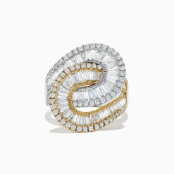 Rings|BH Multi Limited Edition 14K 2-Tone Gold Diamond Swirl Statement Ring, 1.91 TCW