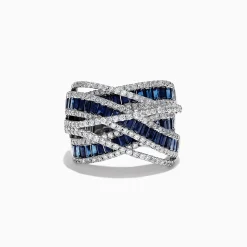 Rings|Effy Jewelry Limited Edition 14K White Gold Sapphire and Diamond Ring, 3.95 TCW