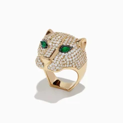 Rings|Effy Jewelry Limited Edition 14K Yellow Gold Diamond Panther Head Ring, 3.80 TCW