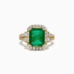 Rings|Effy Jewelry Limited Edition 18K Yellow Gold Emerald and Diamond Ring