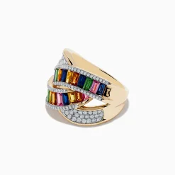 Rings|Effy Jewelry Limited Edition 14K Yellow Gold Sapphire u0026 Diamond Interlocking Ring