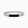 Mens|Effy Jewelry Men's 925 Chain Link Sterling Silver Onyx Bracelet 6.80 TCW