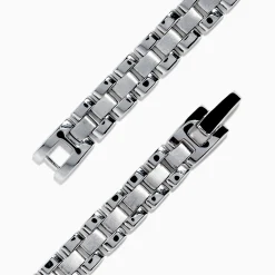 Mens|Effy Jewelry Men's 925 Chain Link Sterling Silver Onyx Bracelet 6.80 TCW