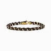 Mens|Effy Jewelry Men's 925 Gold Plated Silver Leather Woven Bracelet