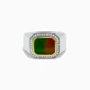 Mens|Effy Jewelry Men's 925 Sterling Silver Ammolite and Diamond Ring