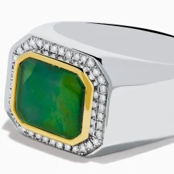 Mens|Effy Jewelry Men's 925 Sterling Silver Ammolite and Diamond Ring