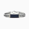 Mens|Effy Jewelry Men's 925 Sterling Silver and 14K Yellow Gold Sapphire Chain Link Bracelet 2.0 TCW