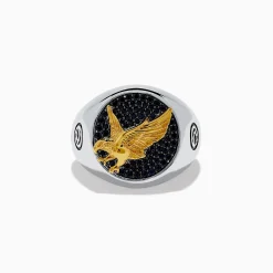 Mens|Effy Jewelry Men's 925 Sterling Silver and Yellow Gold Eagle Ring