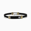 Mens|Effy Jewelry Men's 925 Sterling Silver and Leather Onyx Bracelet
