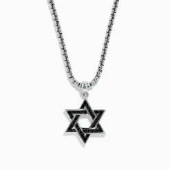 Mens|BH Multi Men's 925 Sterling Silver Black Sapphire Star of David Pendant