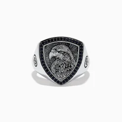 Mens|Effy Jewelry Men's 925 Sterling Silver Black Spinel Eagle Shield Ring