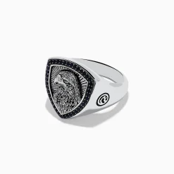 Mens|Effy Jewelry Men's 925 Sterling Silver Black Spinel Eagle Shield Ring