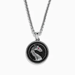 Mens|Effy Jewelry Men's 925 Sterling Silver Black Spinel and Ruby Pendant