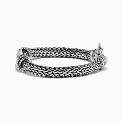 Mens|BH Multi Men's 925 Sterling Silver Braided Chain Malachite Bracelet 10.20 TCW