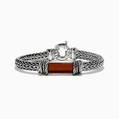 Mens|BH Multi Men's 925 Sterling Silver Braided Chain Tiger Eye Bracelet 5.0 TCW