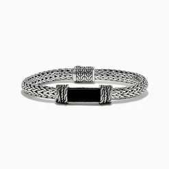 Mens|BH Multi Men's 925 Sterling Silver Braided Chain Onyx Bracelet 5.0 TCW