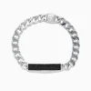 Mens|Effy Jewelry Men's 925 Sterling Silver Chain Link Black Spinel Bracelet 1.45 TCW