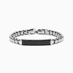 Mens|BH Multi Men's 925 Sterling Silver Chian Link Black Spinel Bracelet, 3.15 TCW