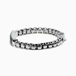 Mens|BH Multi Men's 925 Sterling Silver Chian Link Black Spinel Bracelet, 3.15 TCW
