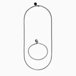 Mens|Effy Jewelry Men's 925 Sterling Silver Minimalist Necklace and Bracelet Set