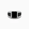 Mens|BH Multi Men's 925 Sterling Silver Onyx and Black Spinel Ring