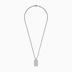 Mens|Effy Jewelry Men's 925 Sterling Silver White Sapphire Dog Tag Pendant