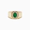 Mens|Effy Jewelry Men's Brasillica 14K Yellow Gold Diamond and Emerald Ring
