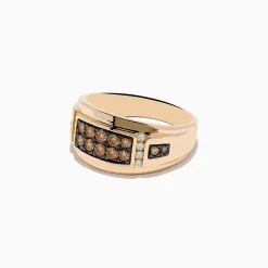 Mens|Effy Jewelry Men's 14K Rose Gold Espresso and White Diamond Ring