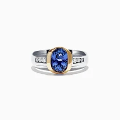Mens|Effy Jewelry Men's 14K Two-Tone Gold Tanzanite Diamond Ring, 1.90 TCW