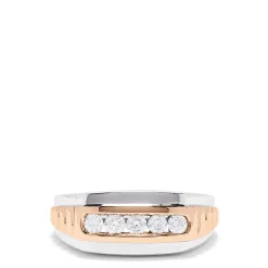 Mens|Effy Jewelry Men's 14K White and Rose Gold Diamond Ring, 0.49 TCW