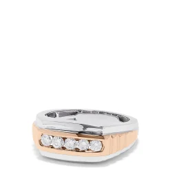 Mens|Effy Jewelry Men's 14K White and Rose Gold Diamond Ring, 0.49 TCW