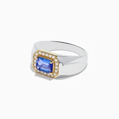 Mens|Effy Jewelry Men's 14K White and Yellow Gold Tanzanite and Diamond Ring