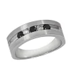Mens|Effy Jewelry Men's 14K White Gold Black and White Diamond Ring, 0.49 TCW