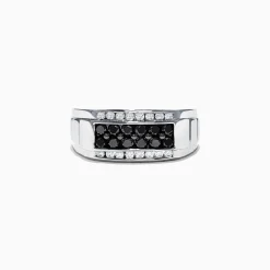 Mens|Effy Jewelry Men's 14K White Gold Black and White Diamond Ring, 0.96 TCW