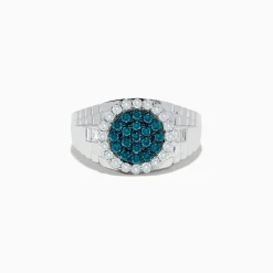 Mens|Effy Jewelry Men's 14K White Gold Blue and White Diamond Ring