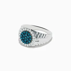 Mens|Effy Jewelry Men's 14K White Gold Blue and White Diamond Ring
