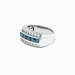 Mens|Effy Jewelry Men's 14K White Gold Blue and White Diamond Ring, 1.67 TCW
