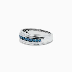 Mens|BH Multi Men's 14K White Gold Blue Diamond Ring, 0.24 TCW