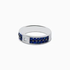 Mens|Effy Jewelry Men's 14K White Gold Blue Sapphire and Diamond Ring, 1.69 TCW