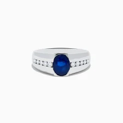 Mens|Effy Jewelry Men's 14K White Gold Sapphire and Diamond Ring