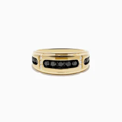 Mens|Effy Jewelry Men's 14K Yellow Gold Black and White Diamond Ring