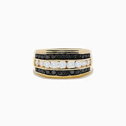 Mens|Effy Jewelry Men's 14K Yellow Gold Black and White Diamond Ring