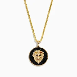 Mens|Effy Jewelry Men's 14K Yellow Gold Black Diamond Lion Head Pendant