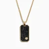 Mens|Effy Jewelry Men's 14K Yellow Gold Black Diamond Dog Tag Pendant, 1.36 TCW