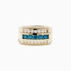 Mens|Effy Jewelry Men's 14K Yellow Gold Blue and White Diamond Ring