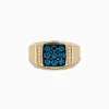 Mens|Effy Jewelry Men's 14K Yellow Gold Blue and White Diamond Ring