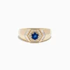 Mens|Effy Jewelry Men's 14K Yellow Gold Blue Sapphire and Diamond Ring