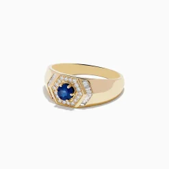 Mens|Effy Jewelry Men's 14K Yellow Gold Blue Sapphire and Diamond Ring