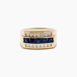 Mens|Effy Jewelry Men's 14k Yellow Gold Blue Sapphire and Diamond Ring